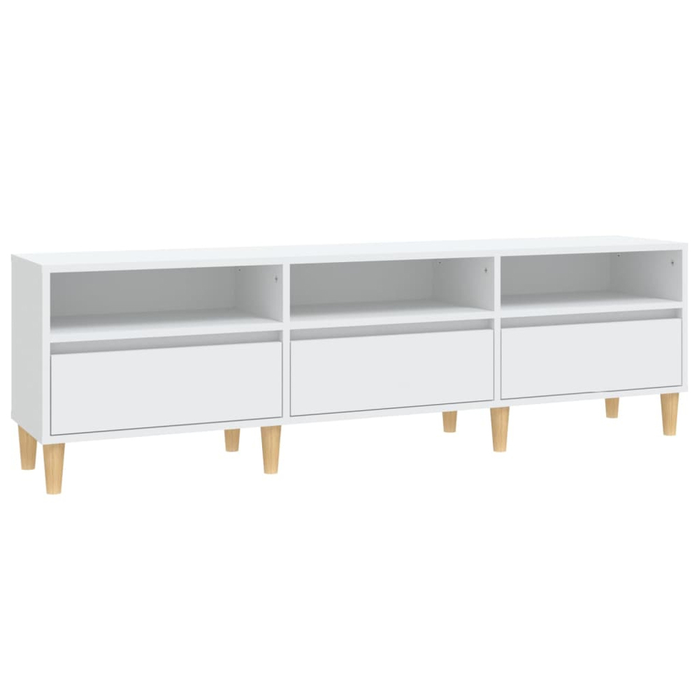 vidaXL 3 Door 3 Shelf White TV Cabinet Image 2