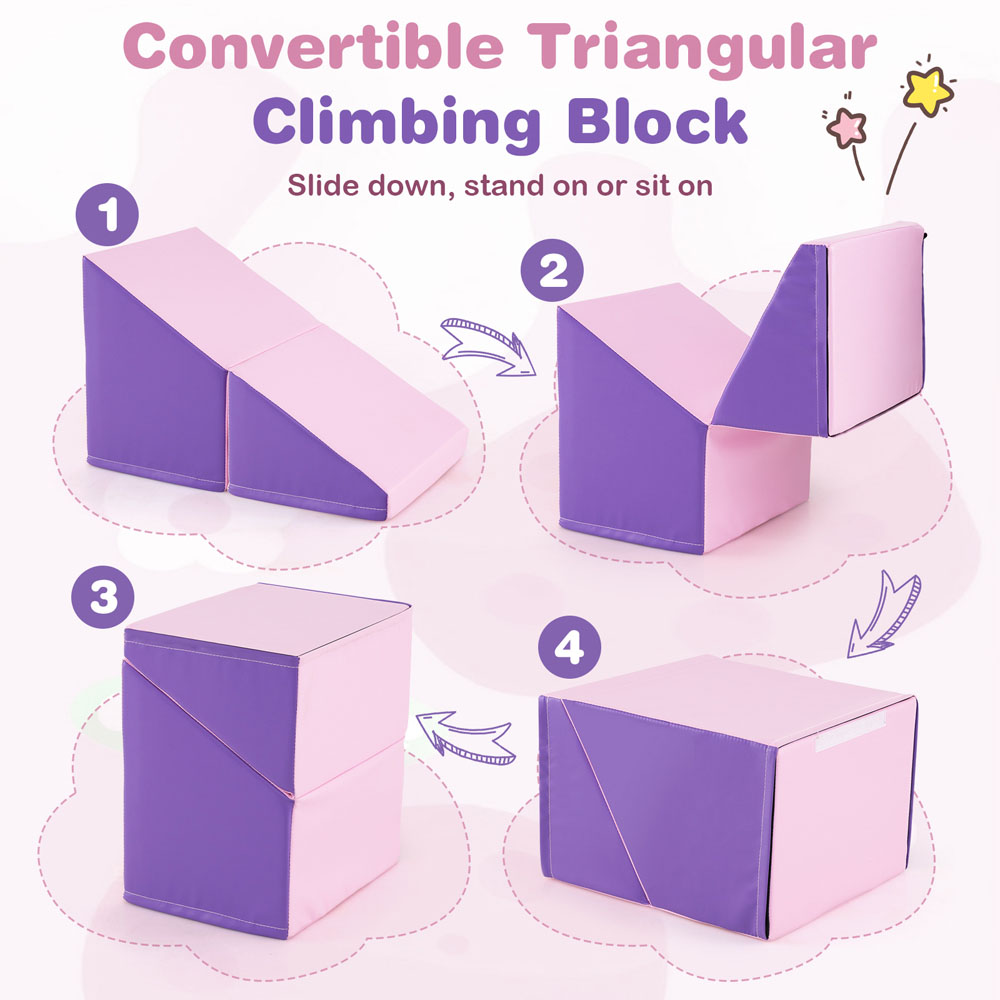 Costway Blue Toddler Foam Climbing Block Set with Tunnel 6 Piece Image 7