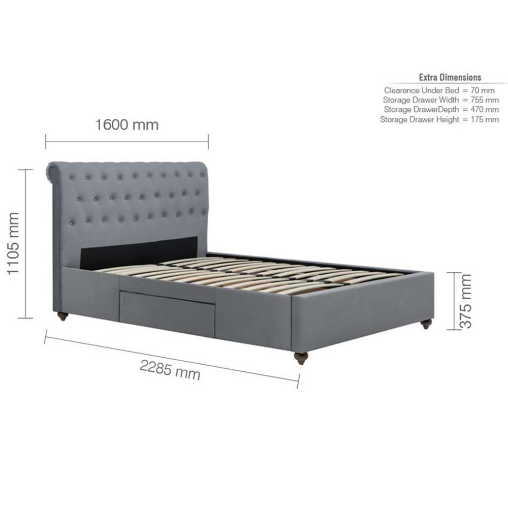 Marlow King Size Grey Velvet Bed Frame Image 9