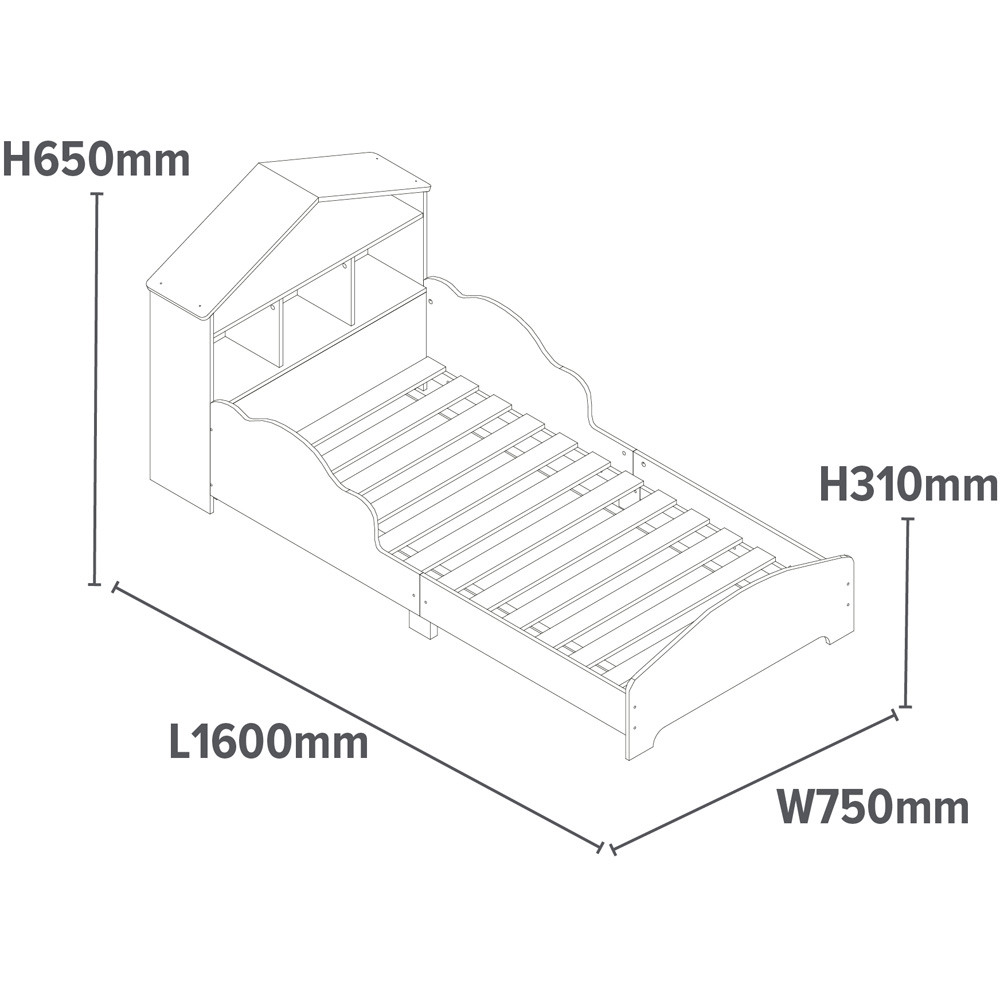 Liberty House Toys Kids White Toddler Bed with Bookcase Image 8