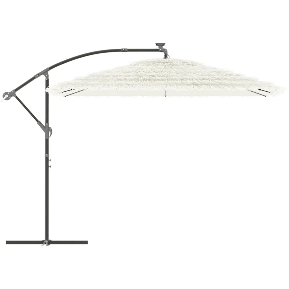 vidaXL White Straw Top Cantilever Parasol with Steel Pole 2.9m Image 3