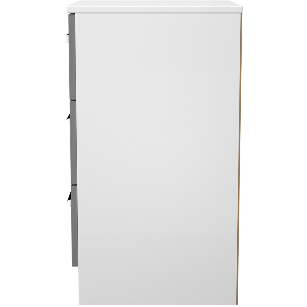 Crowndale Contrast 3 Drawer Dusk Grey and White Bedside Cabinet Ready Assembled Image 3