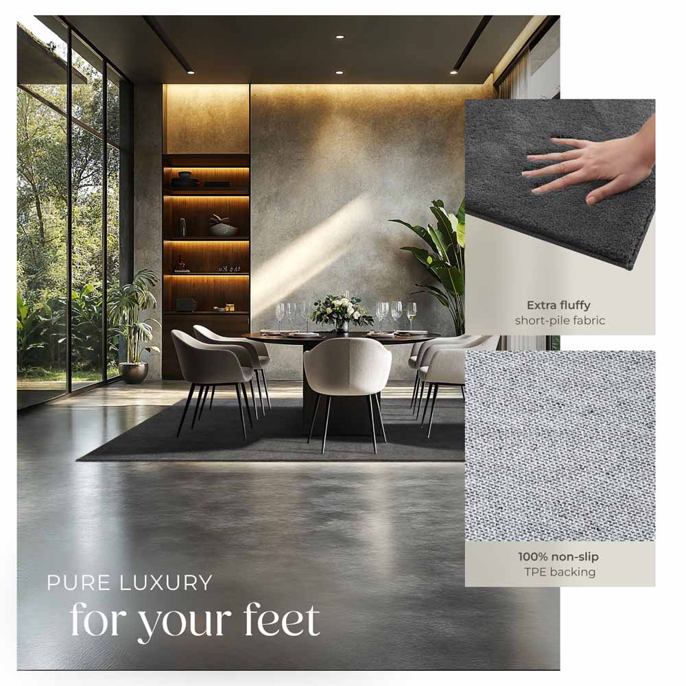 tectake Zonelle Anthracite Short Pile Ultra Soft Rug 230 x 160cm Image 4