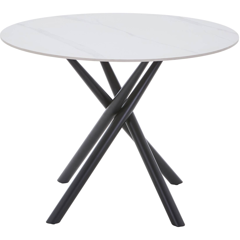 Avesta Marble Effect 4 Seater Round Dining Table White Image 4