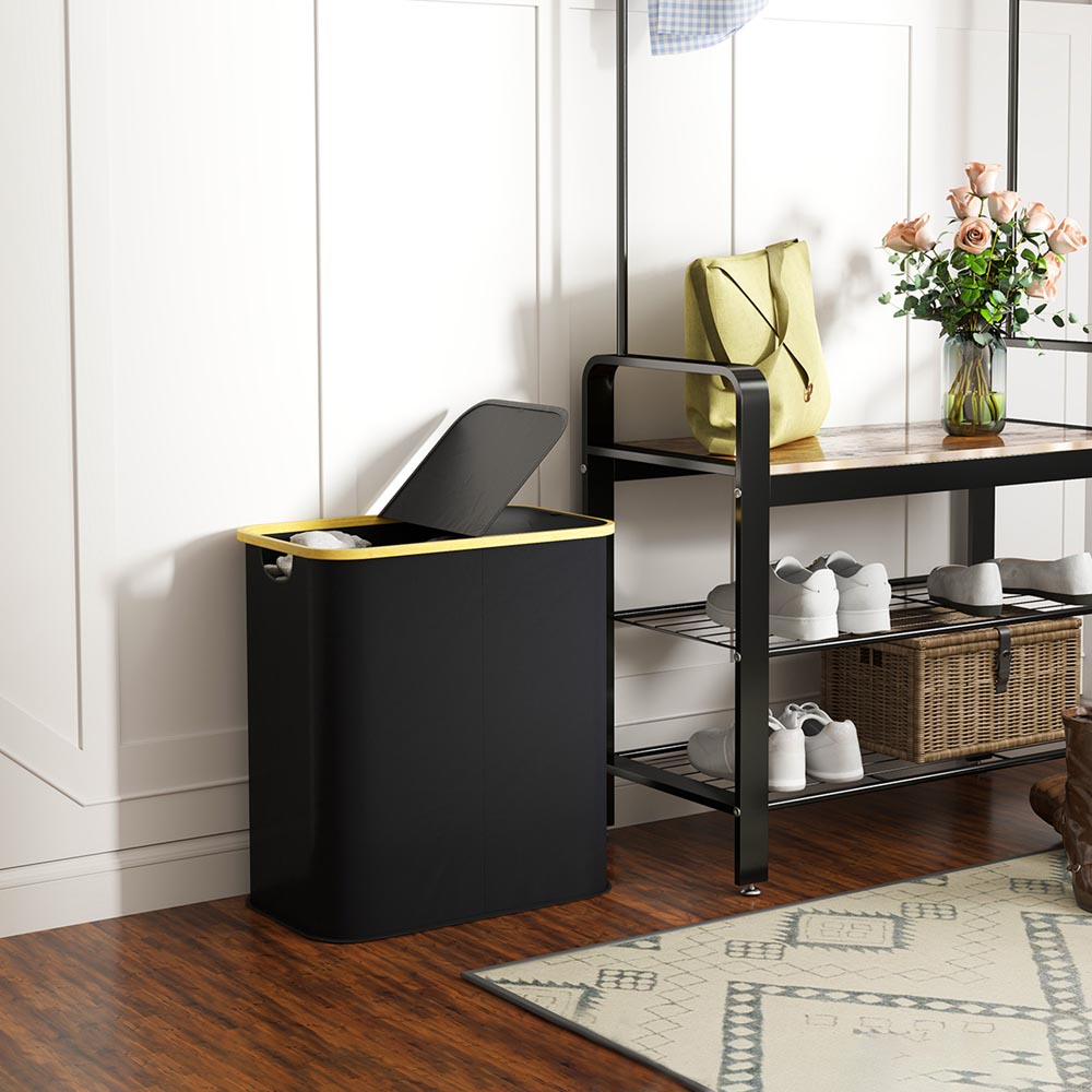 HOMCOM Black Collapsible Laundry Hamper 80L Image 5