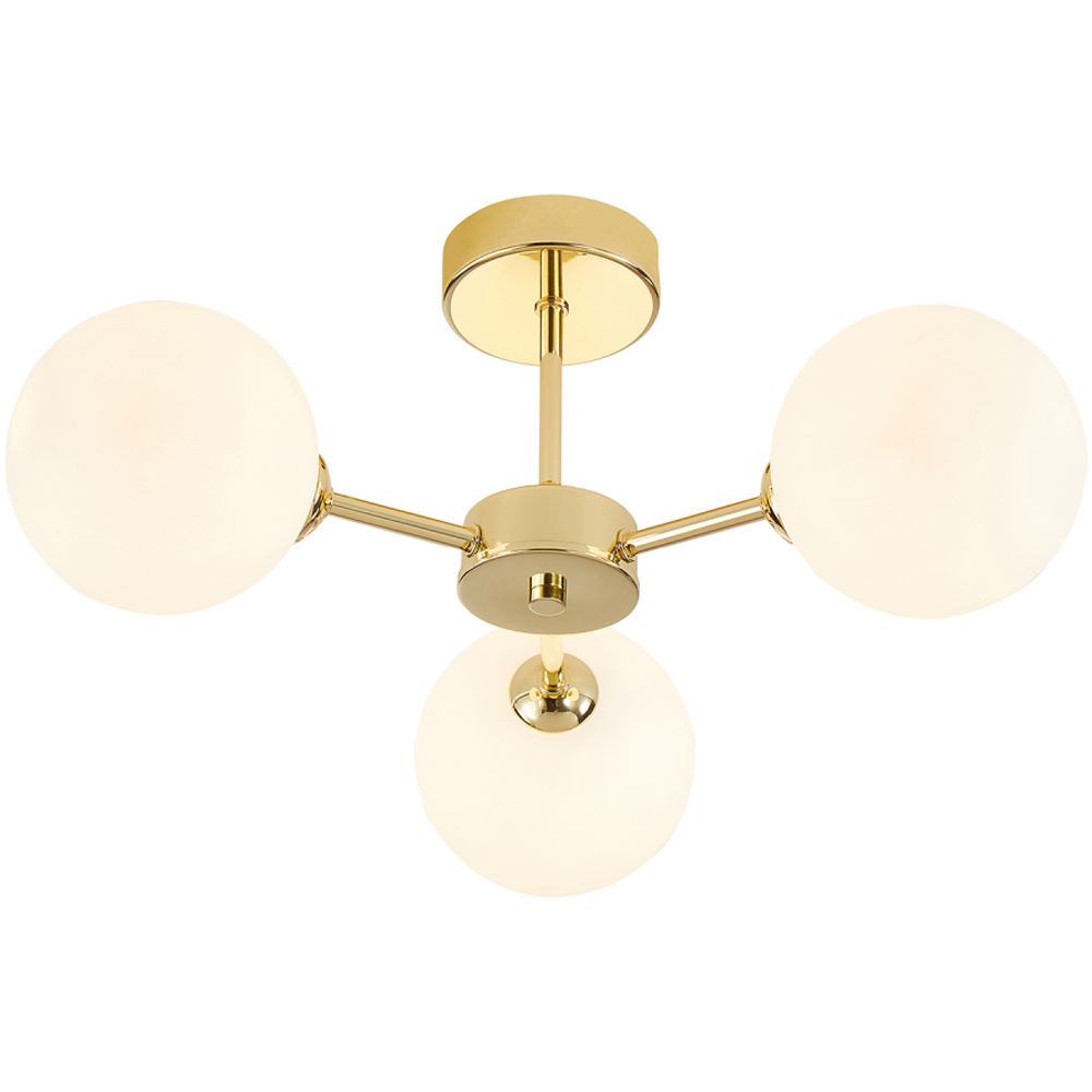 Happy Homewares Polished Gold Ceiling Light with Opal White Globe Glass Shade Image 4