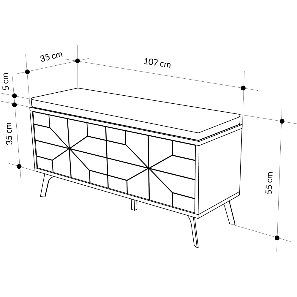 Decortie Dune 4 Door White Modern Shoe Storage Bench Image 7