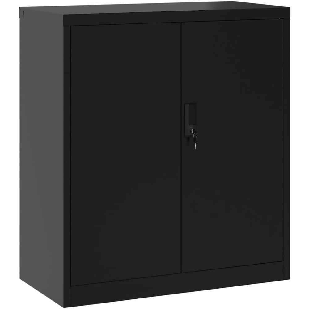 vidaXL 2 Door 2 Shelf Black Steel Lockable File Cabinet Image 2