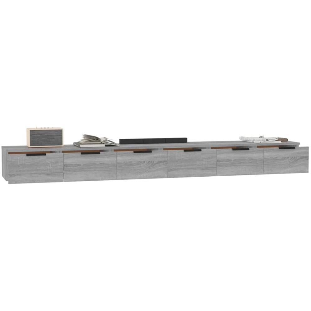 vidaXL 3 Drawer Grey Sonoma Wall Cabinet Set of 2 Image 3