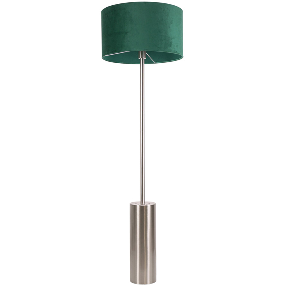 ValueLights Lexy Forest Green Velvet Shade Chrome LED Floor Lamp Image 1