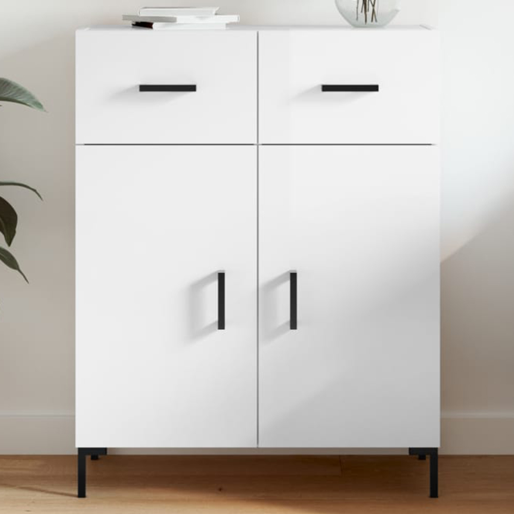 vidaXL 2 Door 2 Drawer High Gloss White Sideboard Image 1