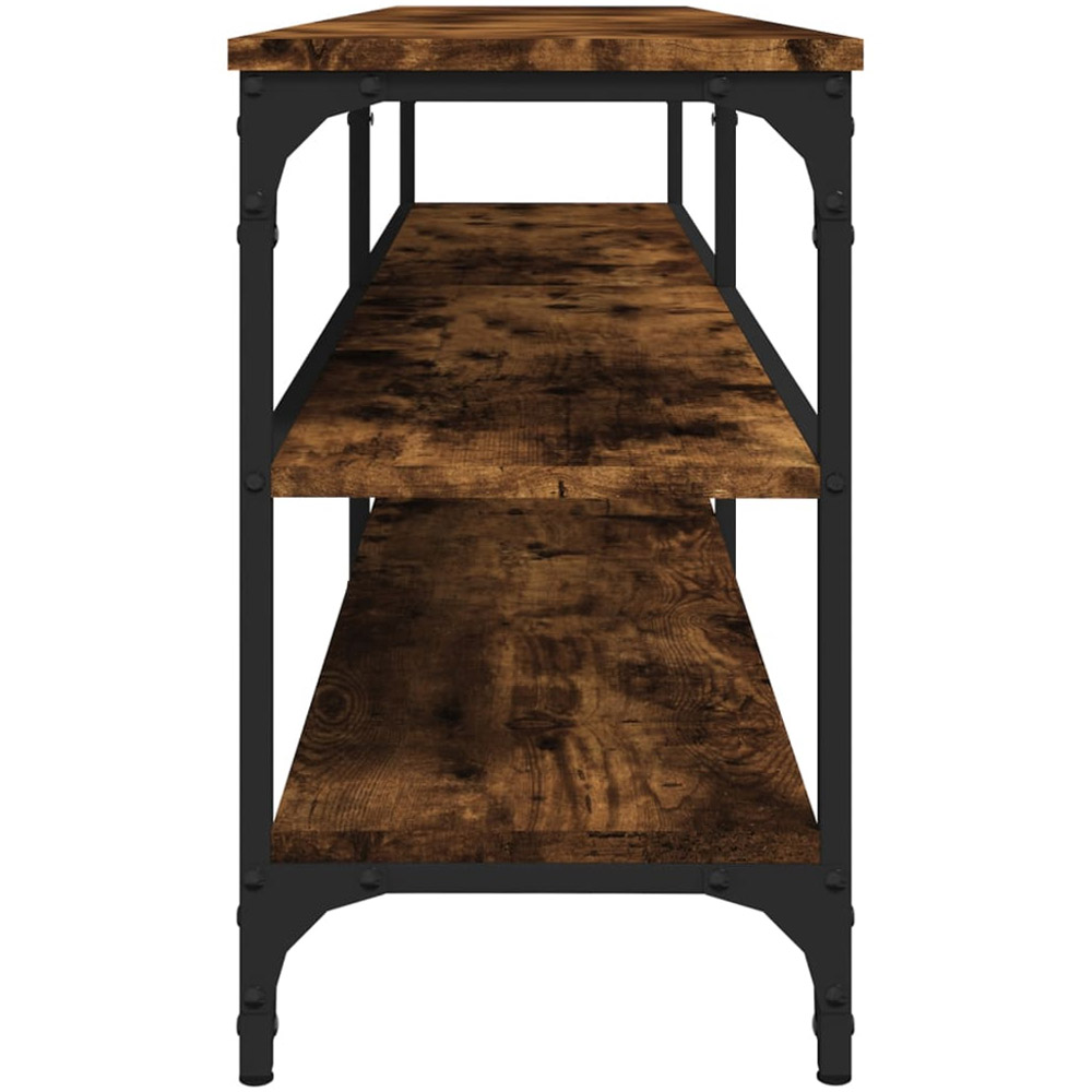 vidaXL 2 Open Shelf Smoked Oak TV Cabinet with Metal Legs Image 6