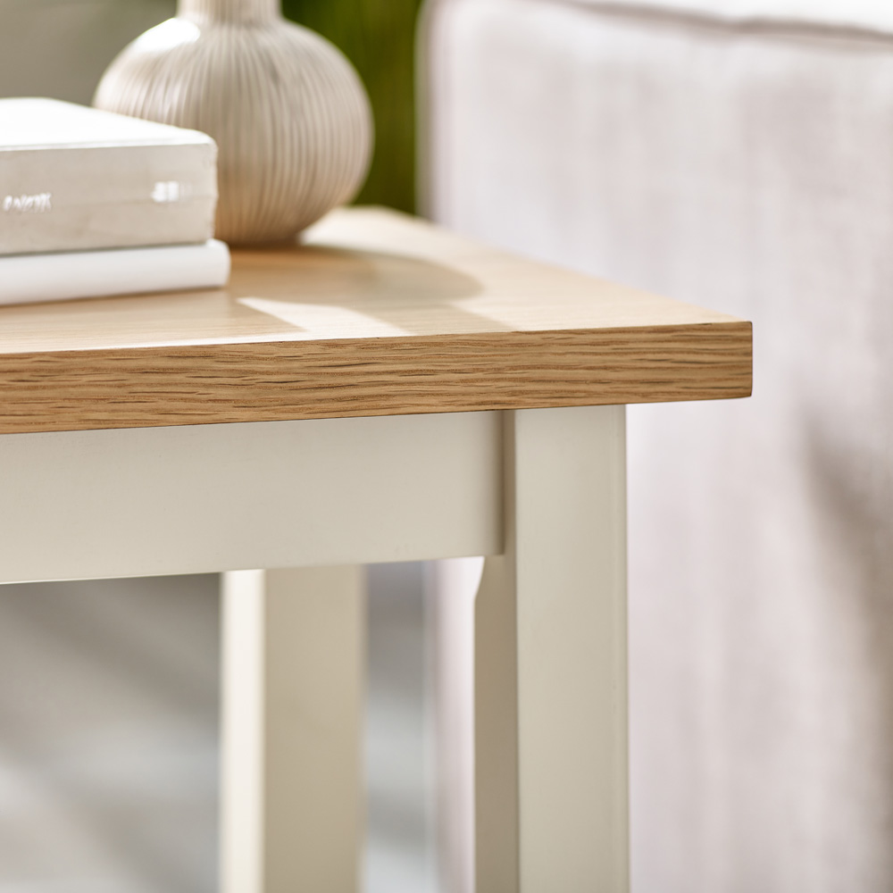 Furniturebox Isolde Wooden Cream and Oak Veneer Side Table Image 4