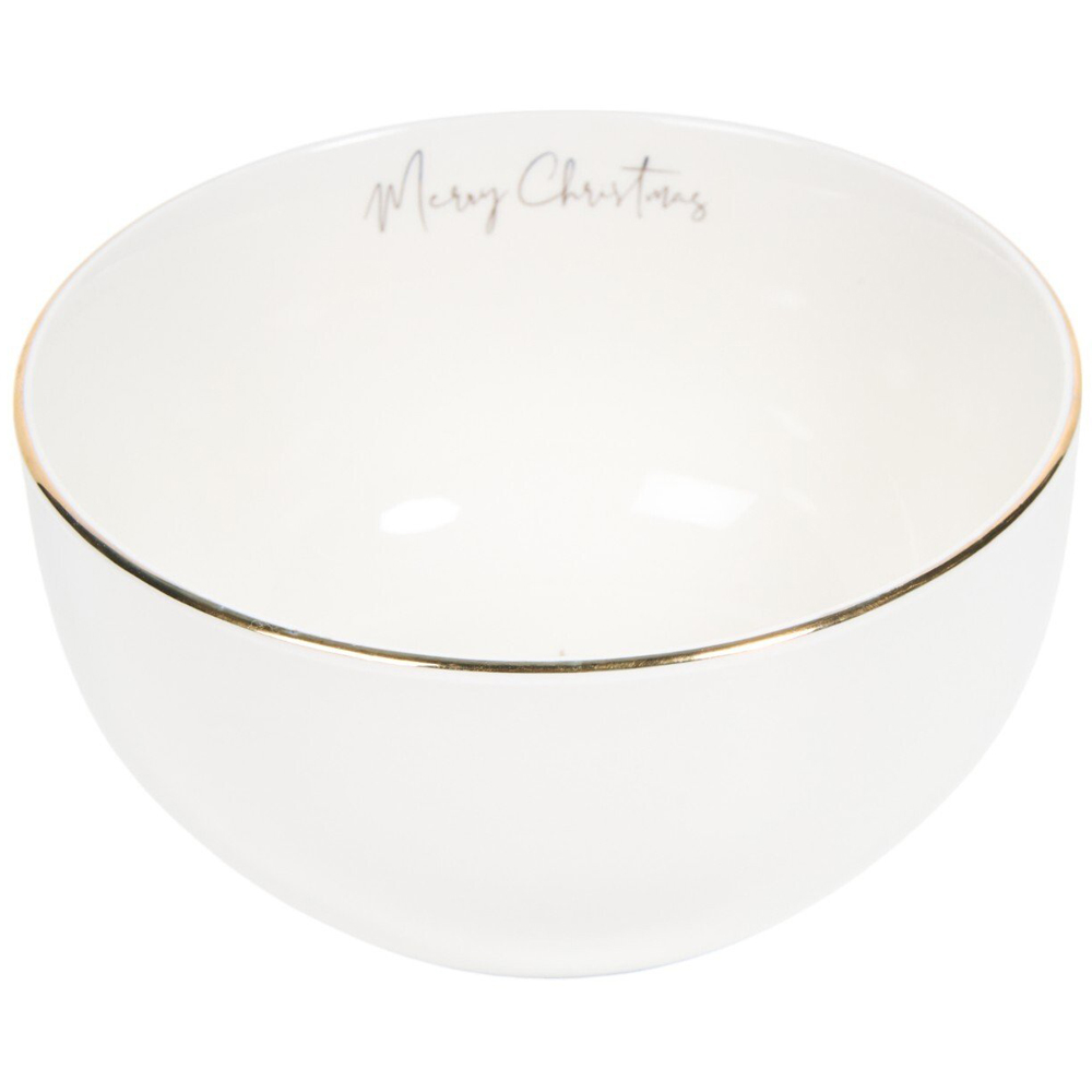 Golden Christmas Tree Rice Bowl White and Gold Image 1