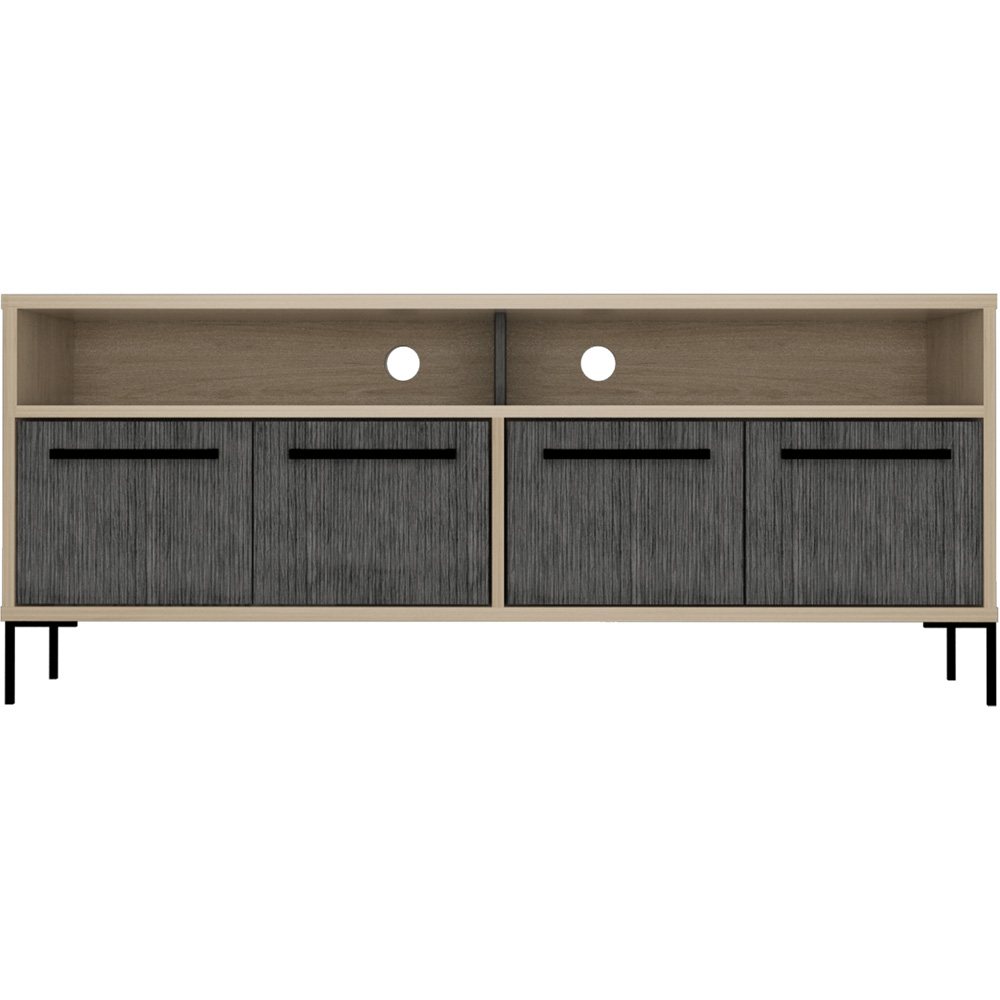 Core Products Harvard 4 Door Washed Oak and Carbon Grey Wide Screen TV Unit Image 3