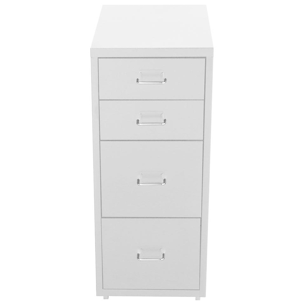 Living and Home White 4 Tier Vertical File Cabinet with Wheels Image 3