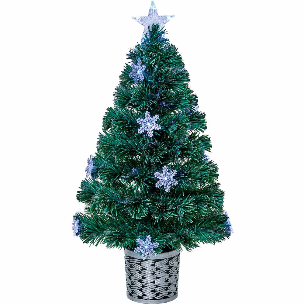 Premier 80cm Fibre Optic Coloured Snowflake Artificial Christmas Tree Image 1