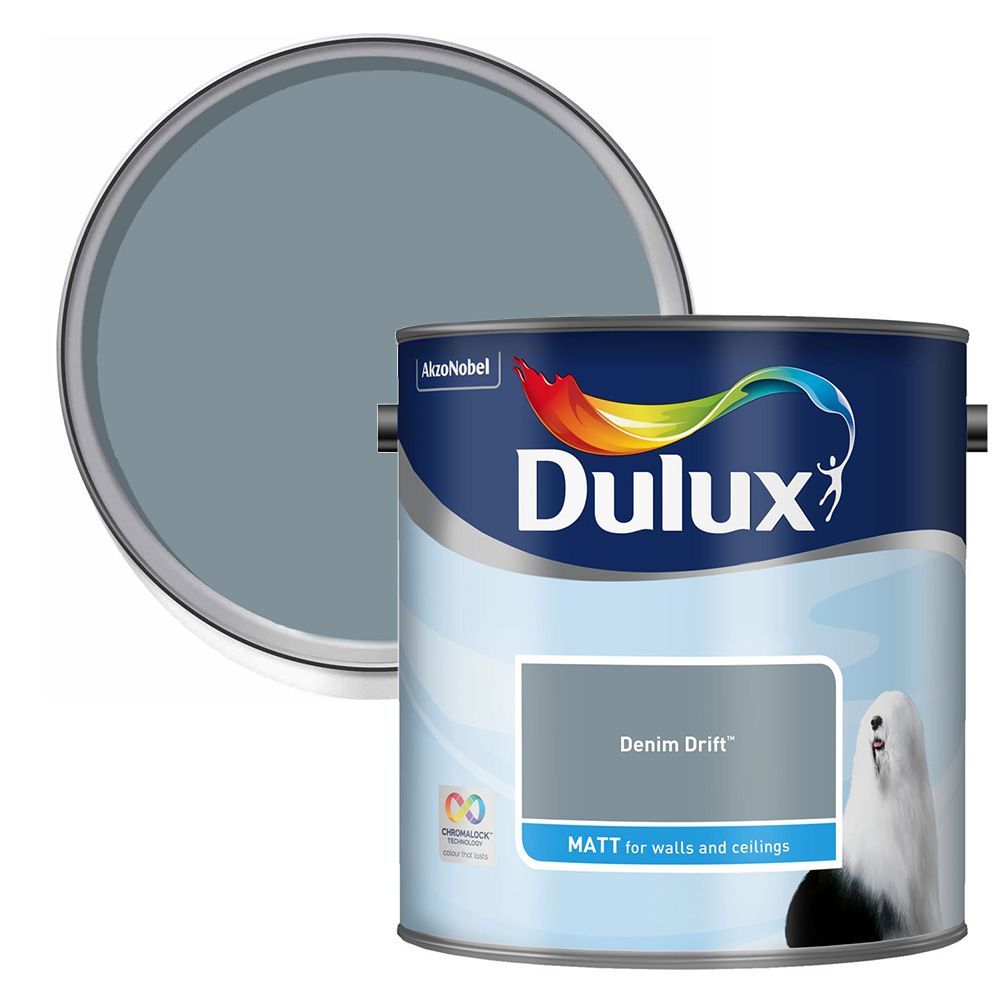 Dulux Walls & Ceilings Denim Drift Matt Emulsion Paint 2.5L Image 1