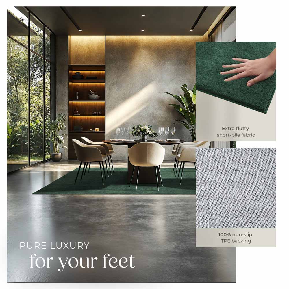 tectake Zonelle Green Short Pile Ultra Soft Rug 230 x 160cm Image 4