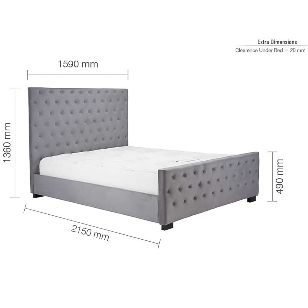Marquis King Size Grey Velvet Bed Frame Image 7