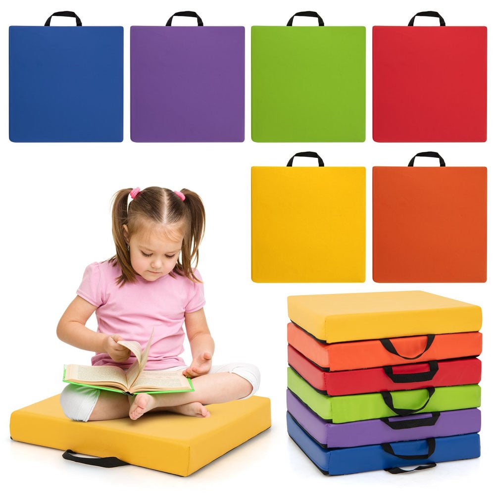 Costway Colourful Kids Square Floor Cushion with Handle 6 Pack Image 3