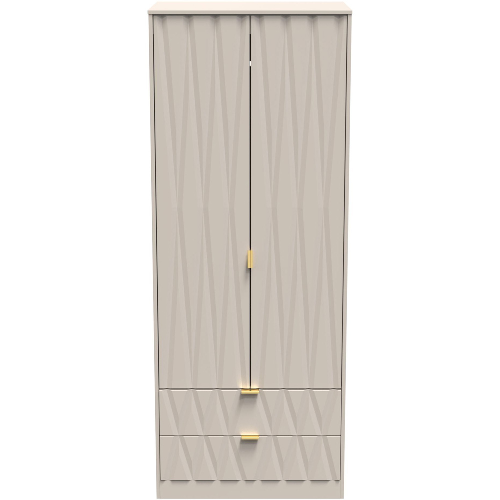 Crowndale Diamond Ready Assembled 2 Door 2 Drawer Matt Kashmir Tall Double Wardrobe Image 3