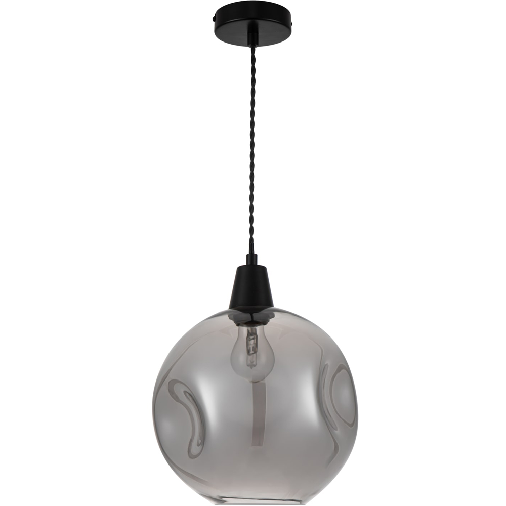 Cosylyte Millfield Matt Black Base Smoky Dimple Glass Pendant Light Image 1