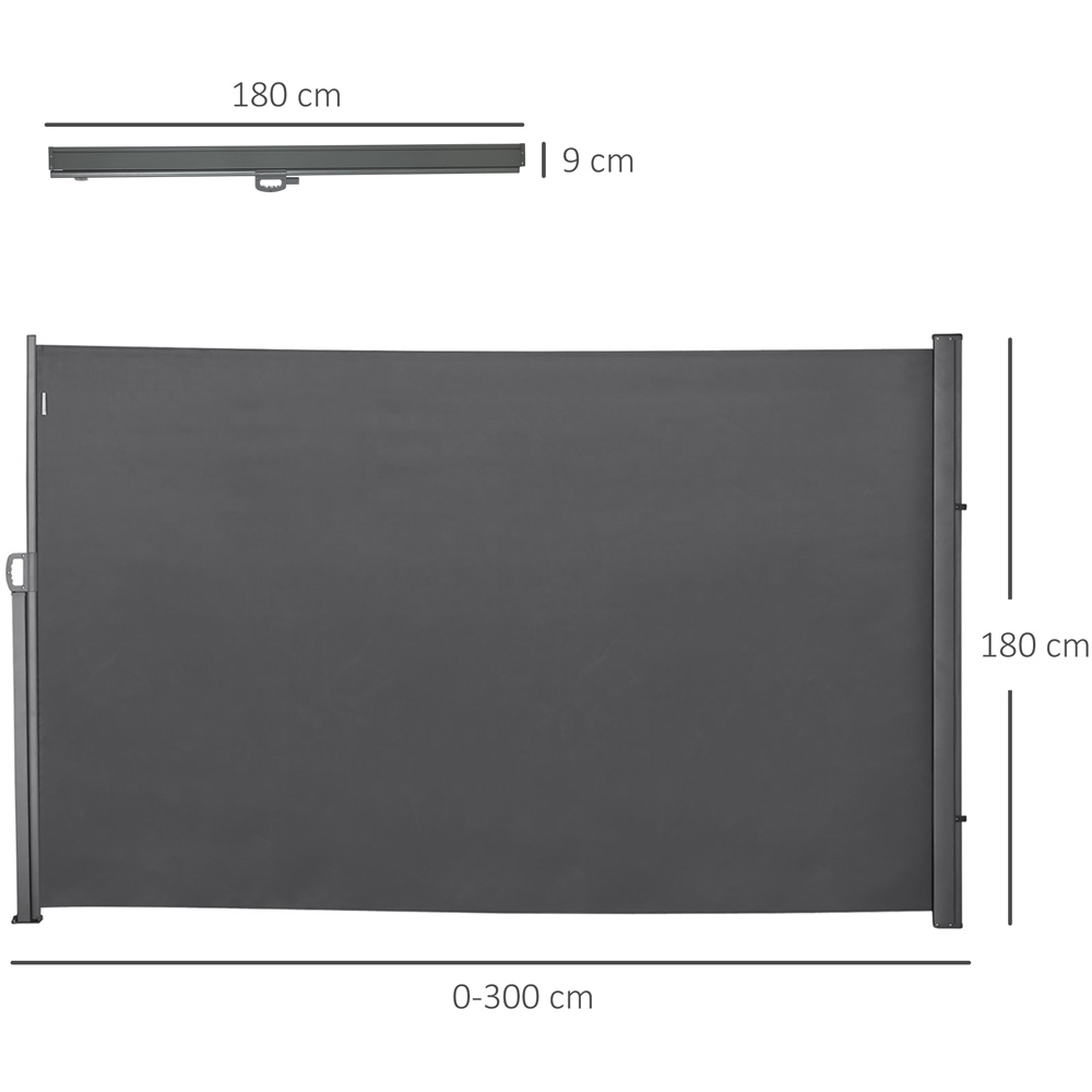 Outsunny Grey Retractable Side Awning Screen 3 x 1.8m Image 7