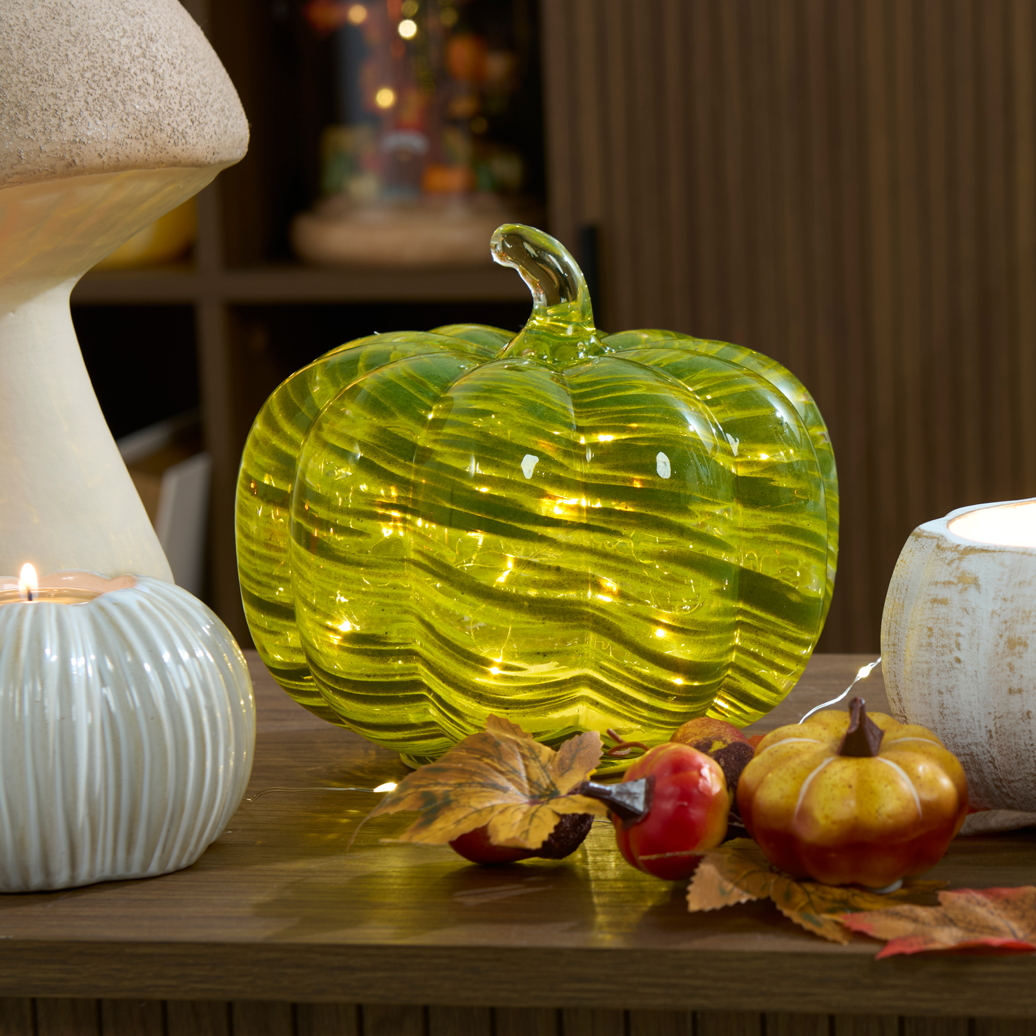 LED Glass Pumpkin Green Image 2