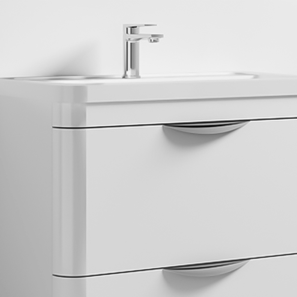 nuie Parade 2 Drawer Gloss White Floor Standing Vanity Unit and 1 Tap Hole Ceramic Basin 800mm Image 3
