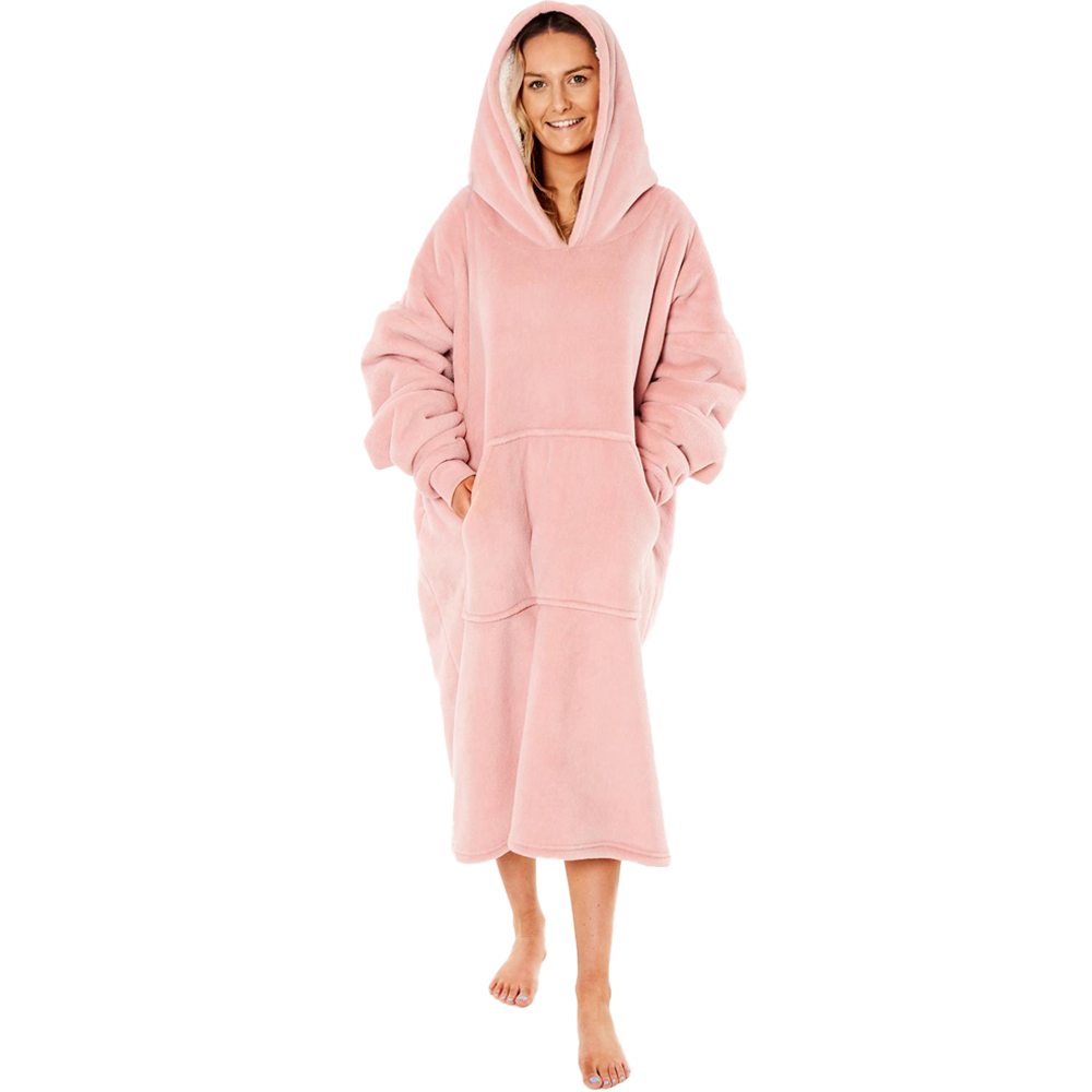 Sienna Blush Pink Sherpa Fleece Long Oversized Hoodie Blanket Image 1