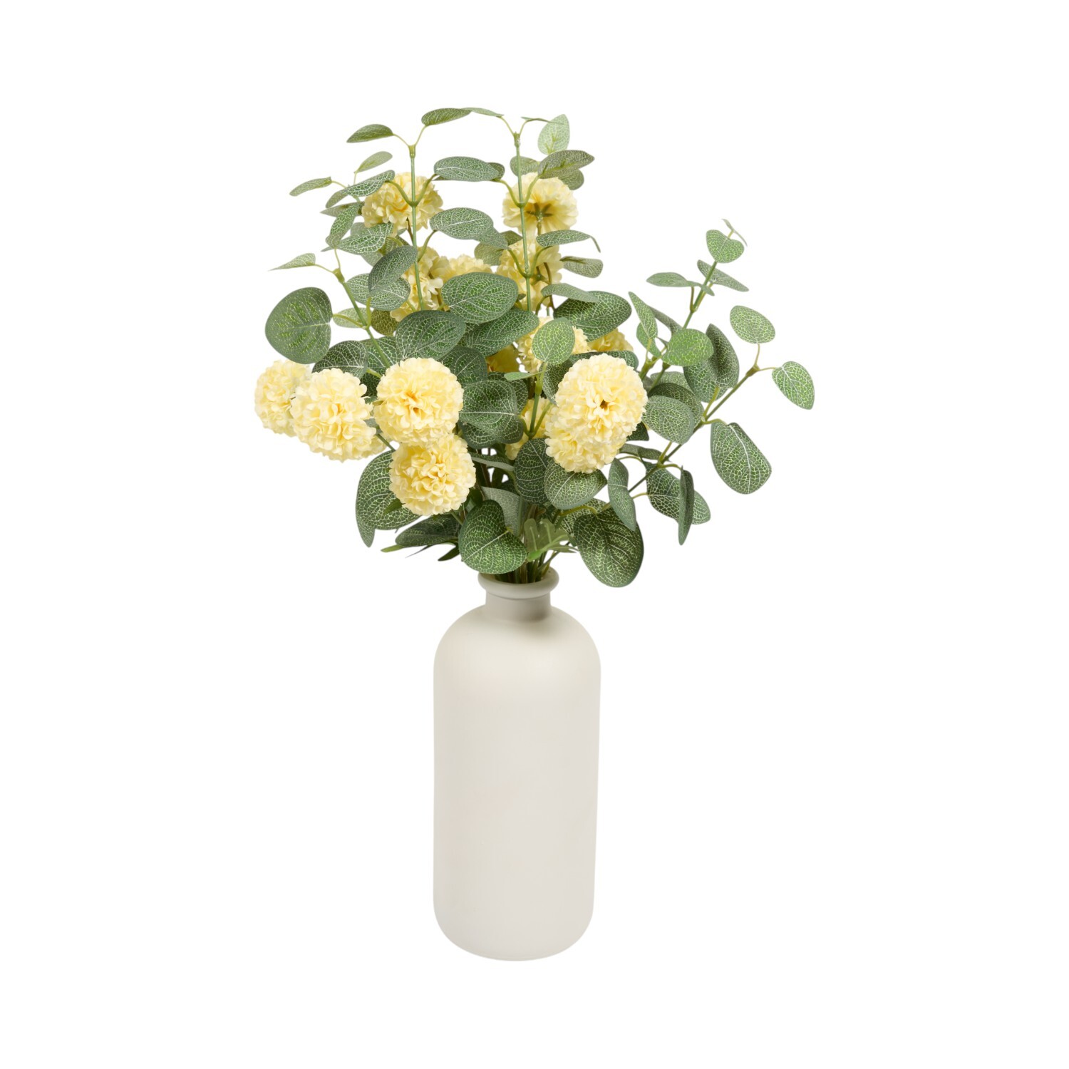 Eucalyptus and Pompom Vase Arrangement Yellow Image 5