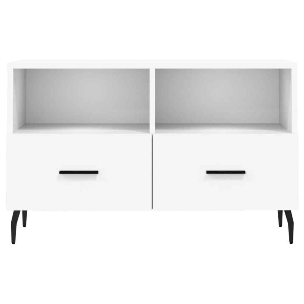 vidaXL 2 Drawer 2 Shelf White TV Cabinet Image 5
