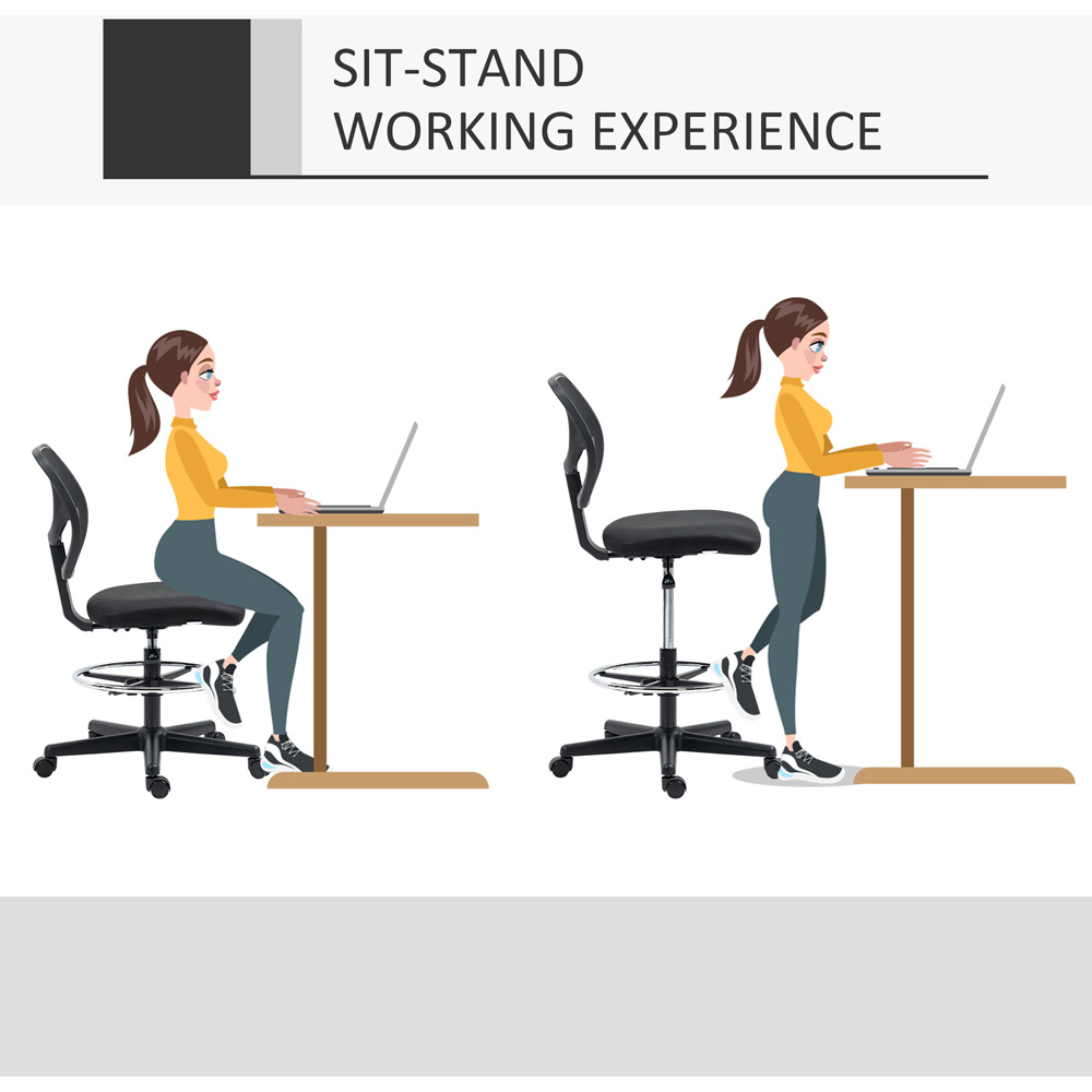 Portland Black Mesh Swivel Standing Desk Office Chair Image 5