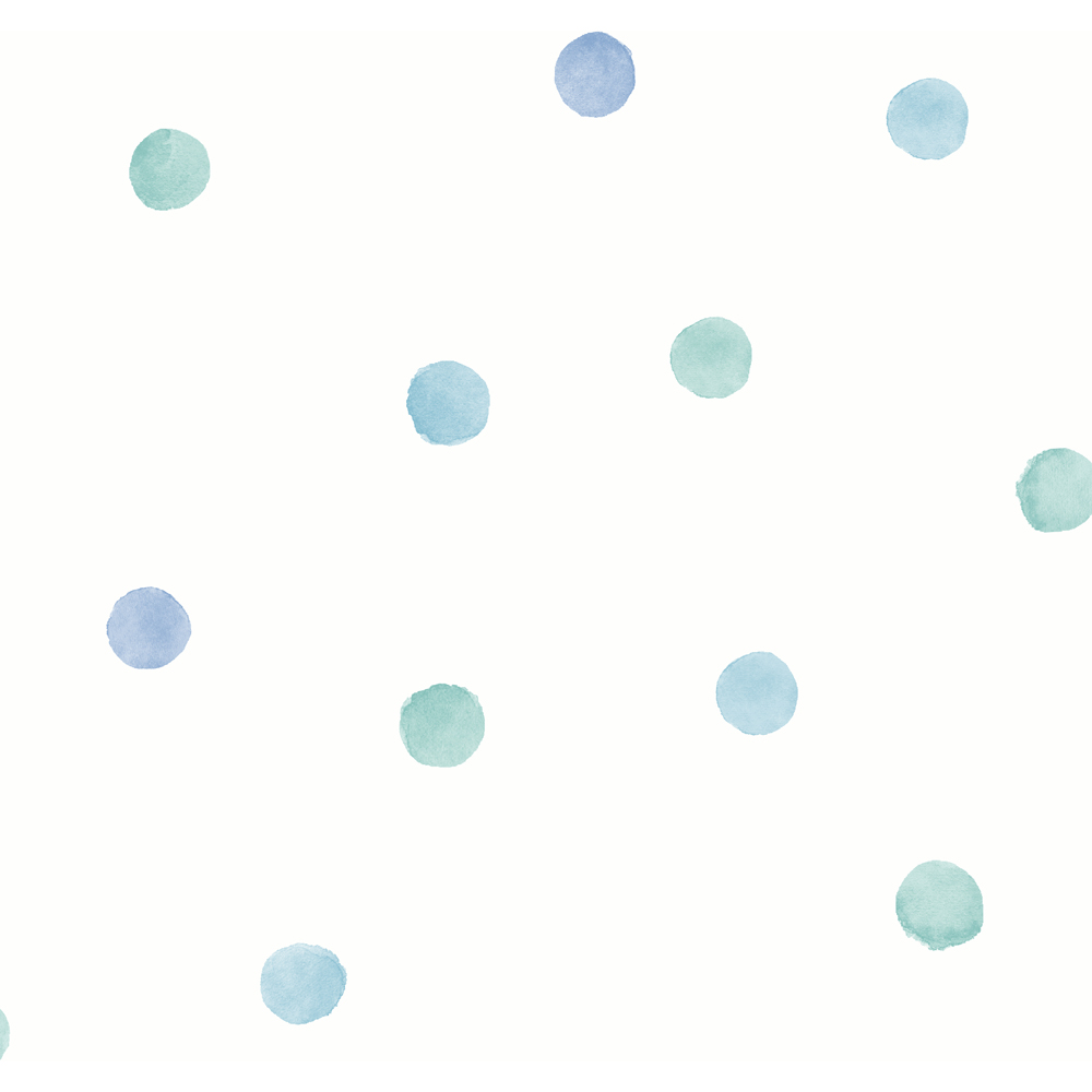 Holden Watercolour Polka Dots Blue and Teal Wallpaper Image 1