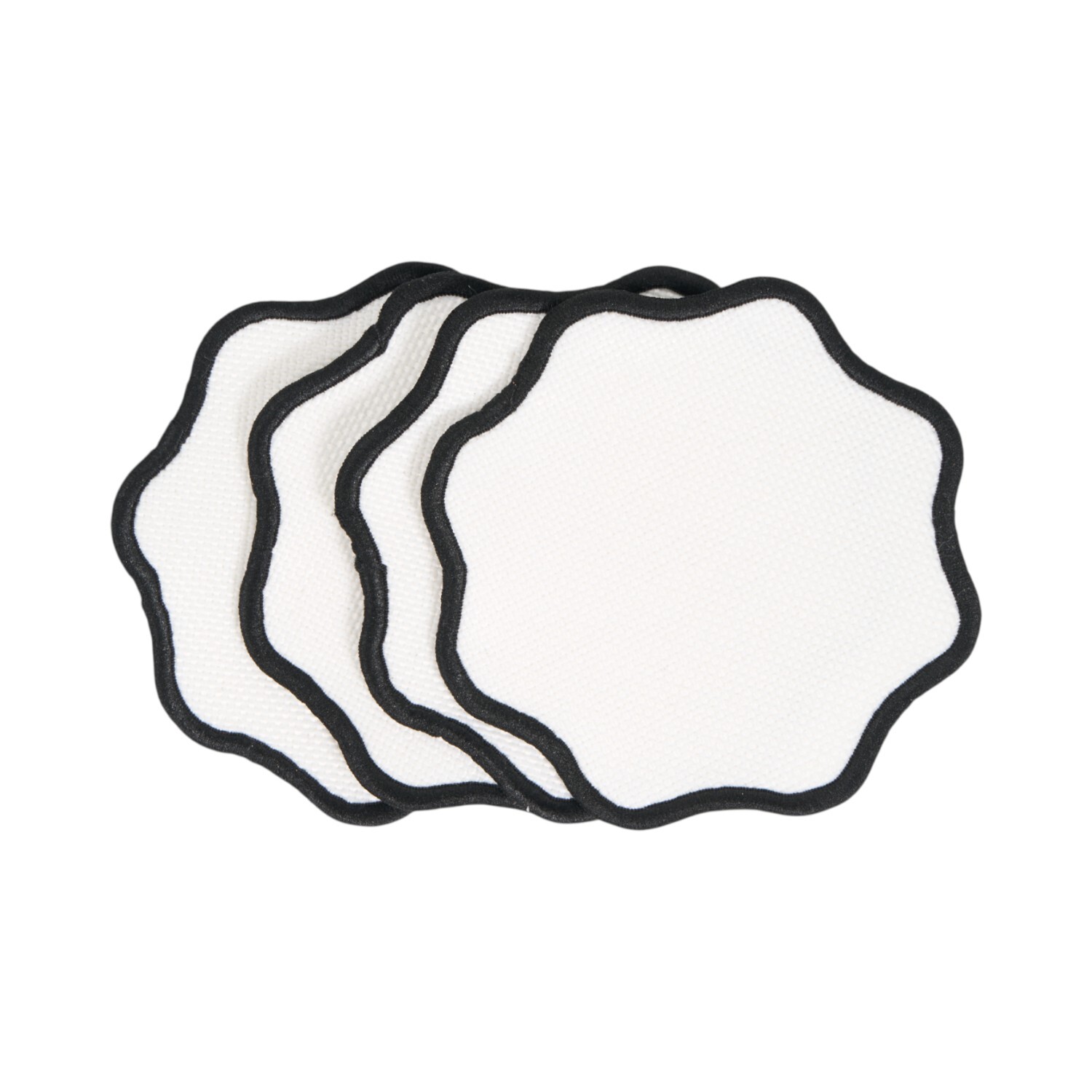 Set of 4 Scalloped Coasters White Image 2