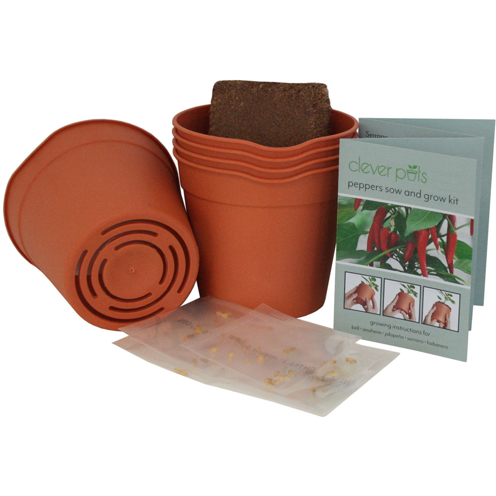 Clever Pots Peppers Sow and Grow Kit with 5 Easy Release Pots Image 2