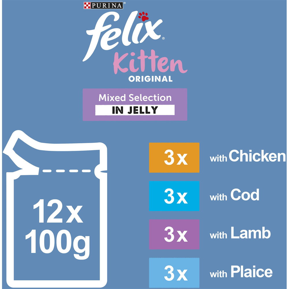 Felix Original Kitten Mixed Selection in Jelly Cat Food 12 x 100g Image 11