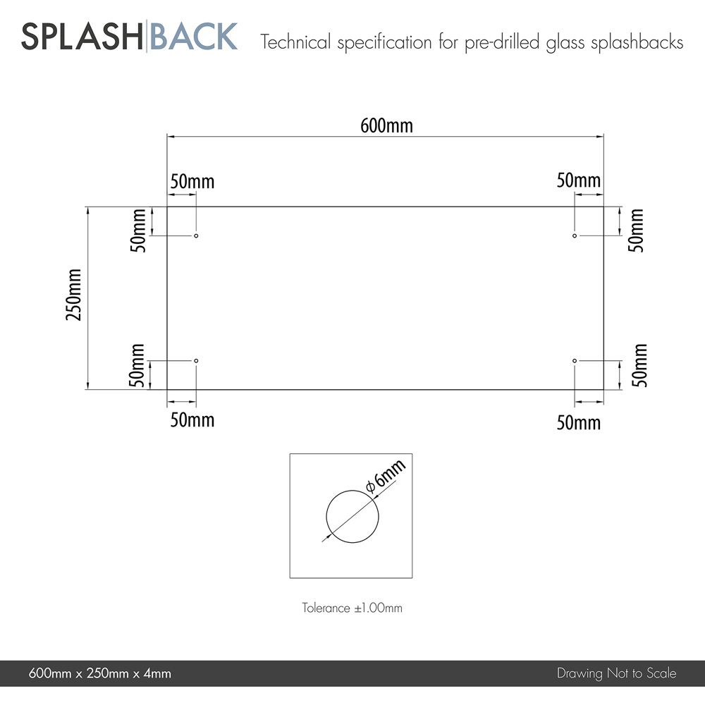 Splashback 0.4cm Thick Charcoal Bathroom Glass with Matt Black Caps 25 x 60cm Image 3