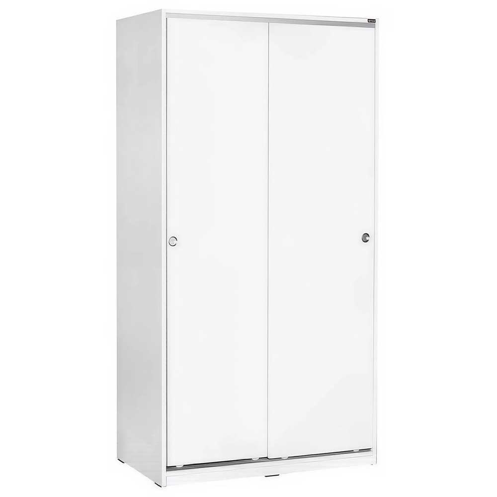 FWStyle 2 Door White Sliding Double Shelving Wardrobe Image 2