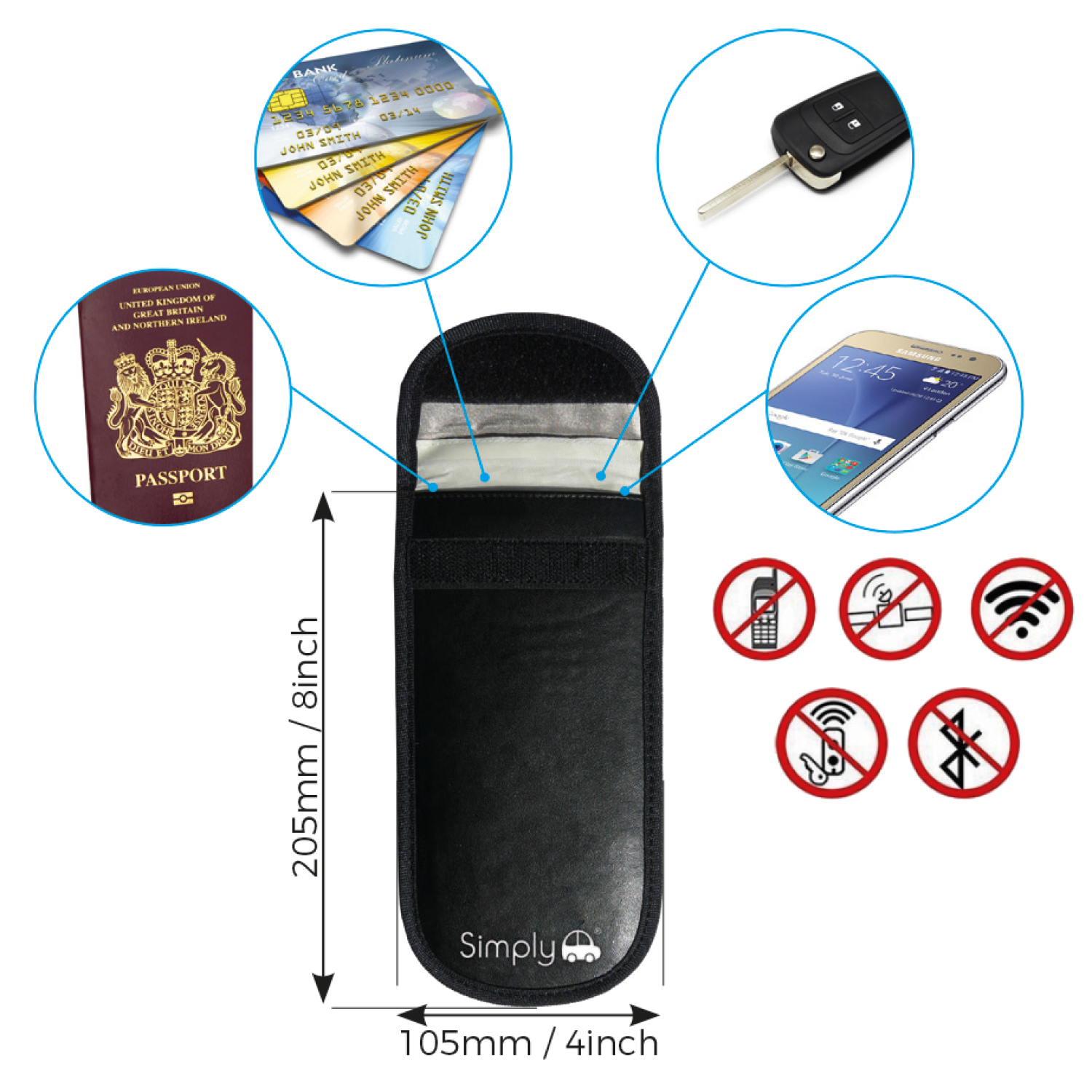 Simply Auto RFID Key and Phone Blocker - Black Image 2