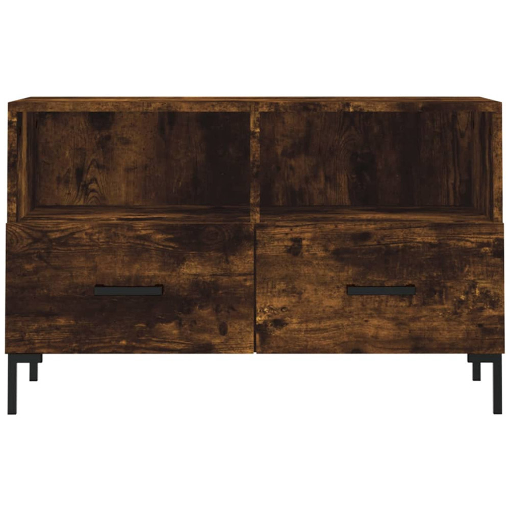 vidaXL 2 Drawer 2 Open Smoked Oak TV Cabinet with Metal Legs Image 5
