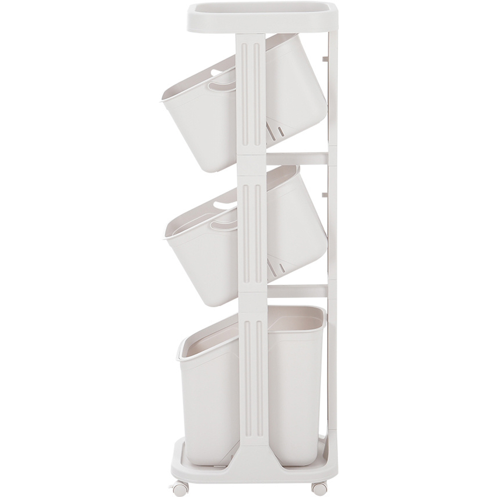H&O Direct 4 Tier White Rolling Laundry Hamper Cart Image 2