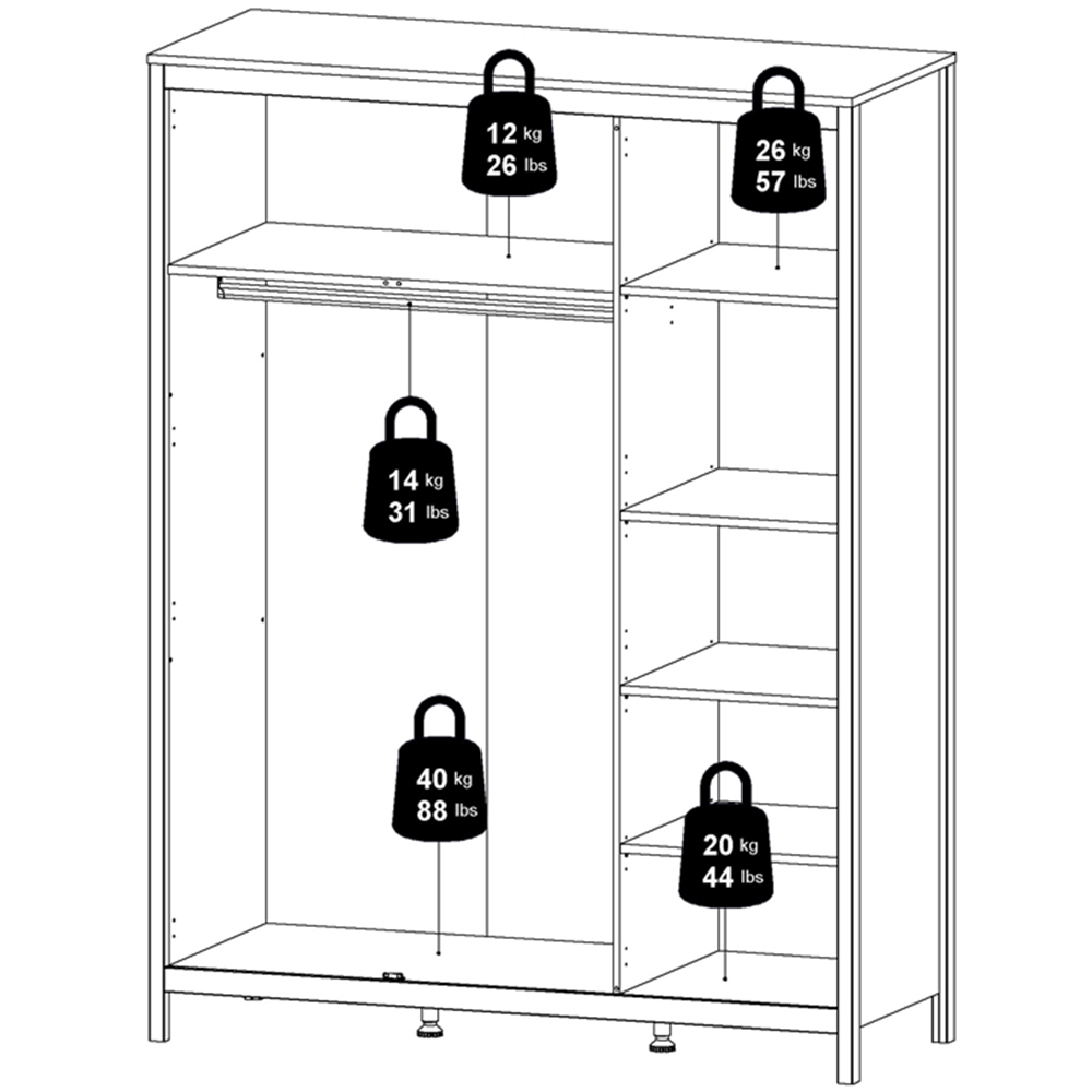 Florence Barcelona 3 Door Matt Black Wardrobe Image 9