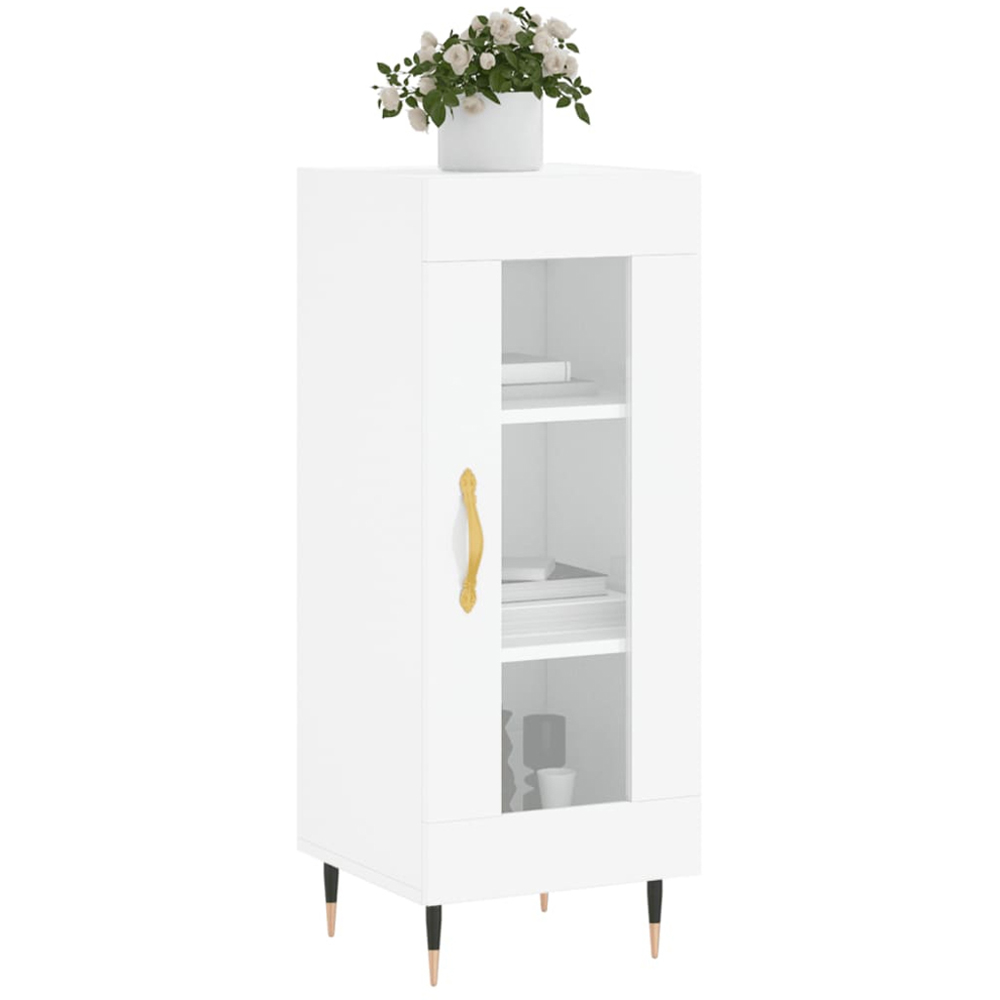 vidaXL Single Door High Gloss White Narrow Sideboard Image 3