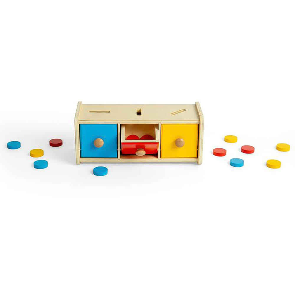 Bigjigs Toys Kids 16 Piece Wooden Token Montessori Colour Sorting Toy Image 3