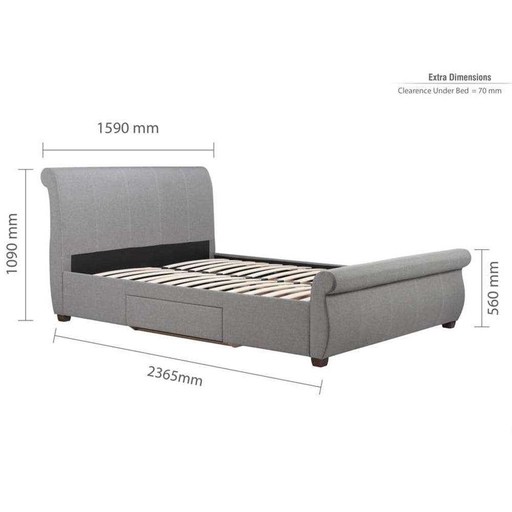 Lancaster King Size Grey Bed Image 9