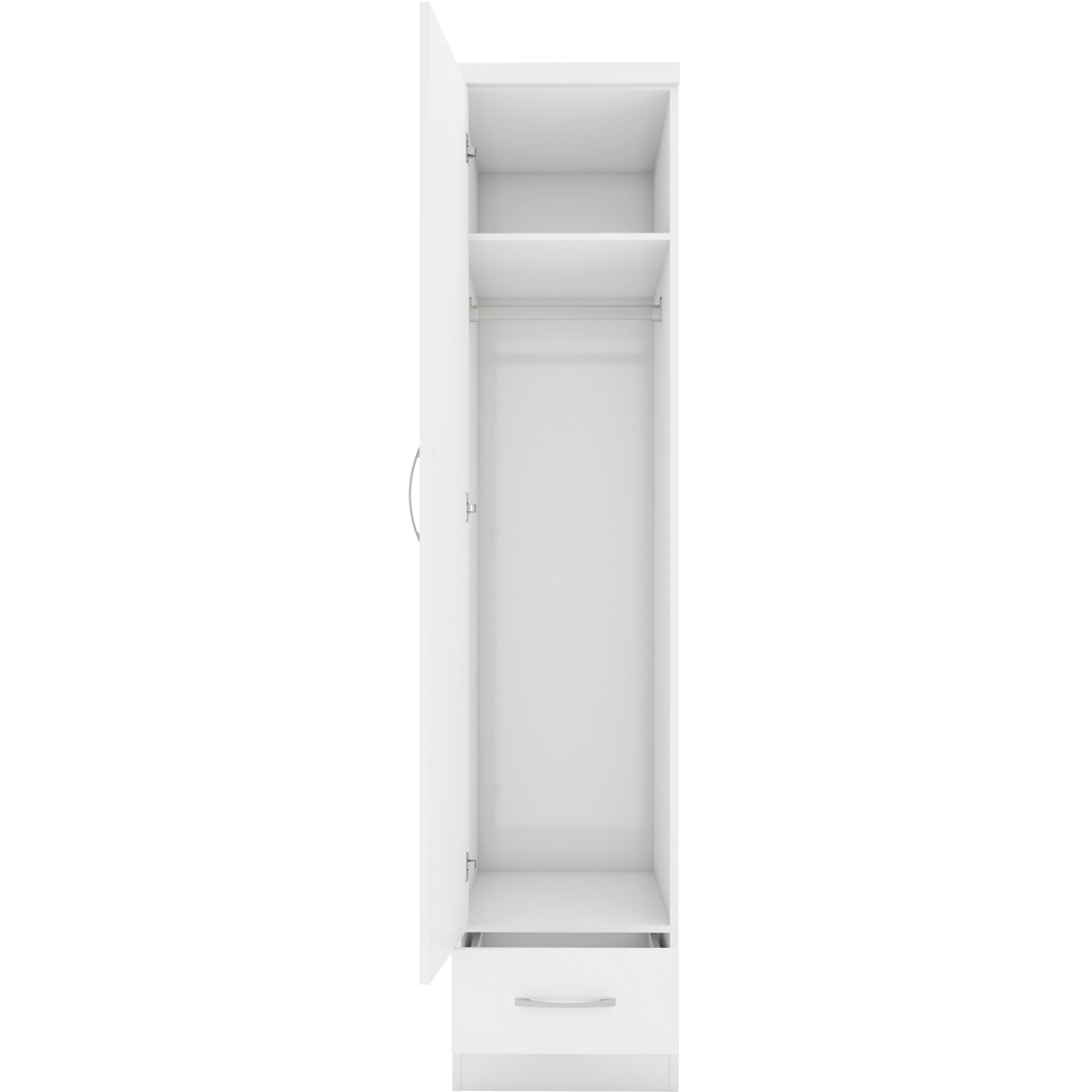 Seconique Nevada Single Door Single Drawer White Wardrobe Image 6