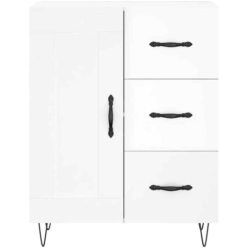 vidaXL Single Door 3 Drawer High Gloss White Sideboard Image 5