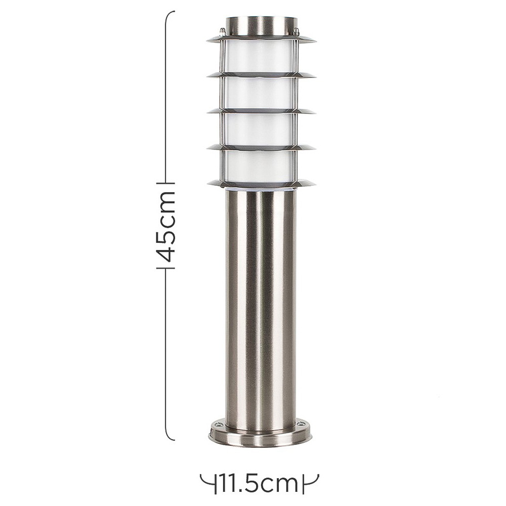 ValueLights Wharf Silver Outdoor Bollard Lantern with PIR Motion Sensor Image 6